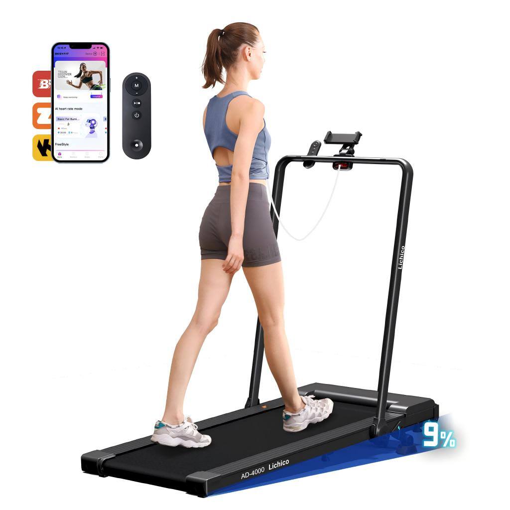 LICHICO Compact Folding Treadmill with Incline, Adjustable