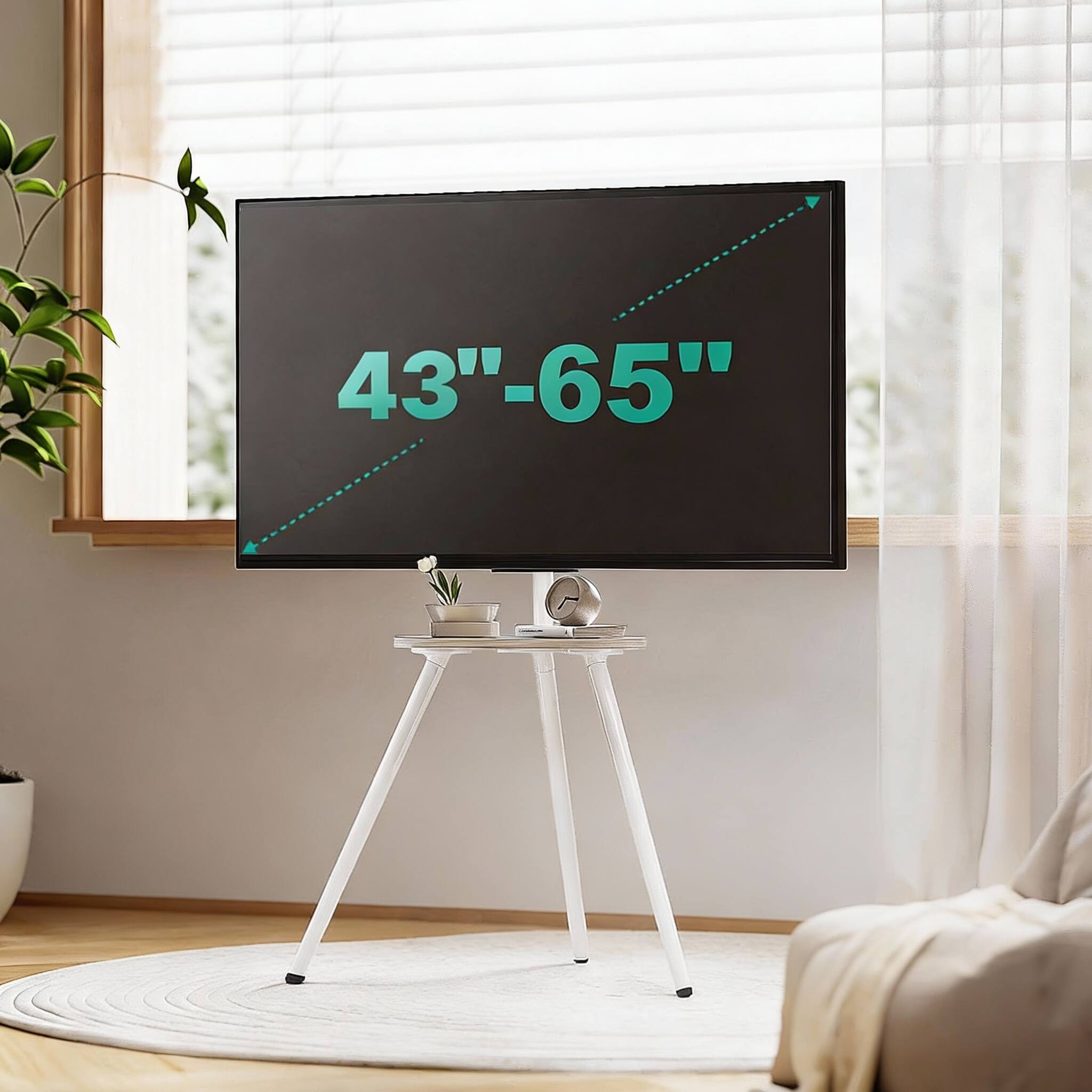 Alt View 1. Frangdom - Stand for 43 to 65 Inch Tripod Easel TV Stand Height Swivel Tray - White+Beech.