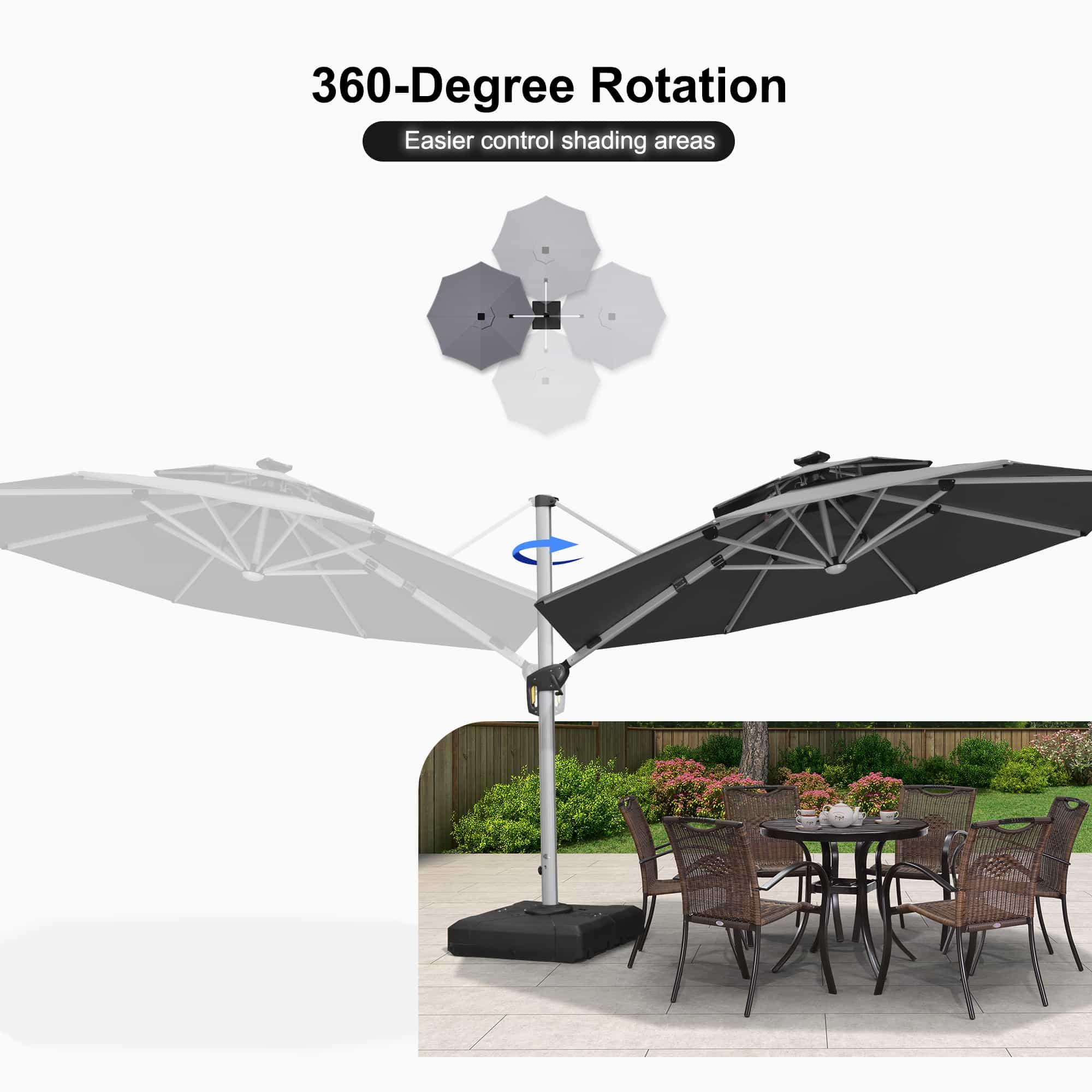 360-Degree Rotation  
Easier control shading areas
