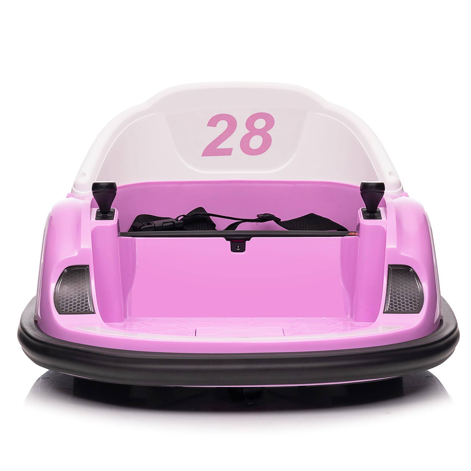 Front. GARVEE - 12V Ride On Bumper Car for Kids with Remote Control, Battery Display, 360 Degree Spin, LED Lights, Music - Pink.