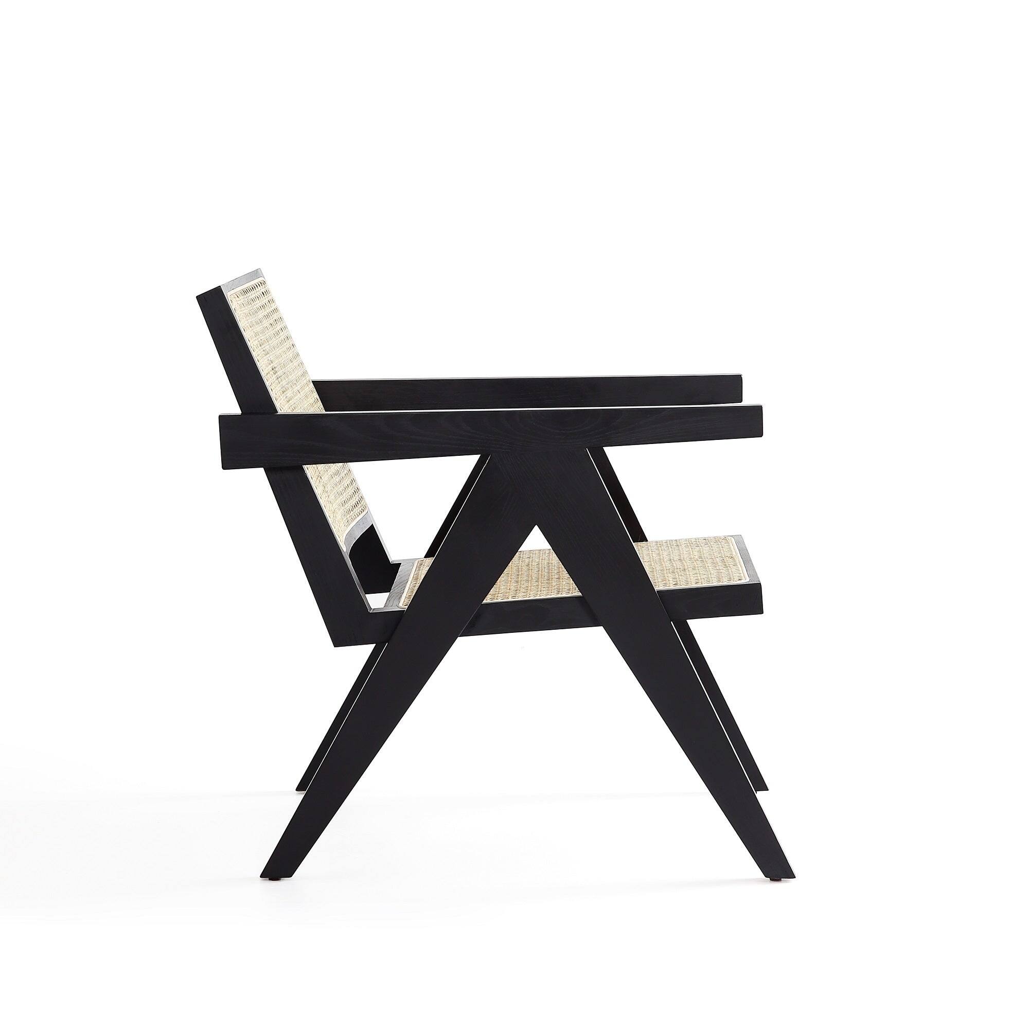 Alt View 1. Manhattan Comfort - Hamlet Industry Chic Cane Back Wood Accent Armchair - Black and Natural.