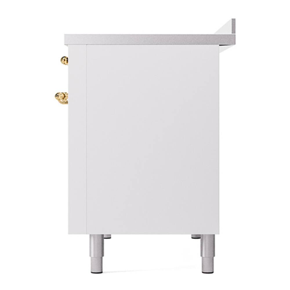 Alt View 9. ILVE - ILVE Nostalgie II Series 48 in. Induction Range with 6 Induction Elements (Brass Trim) - White.