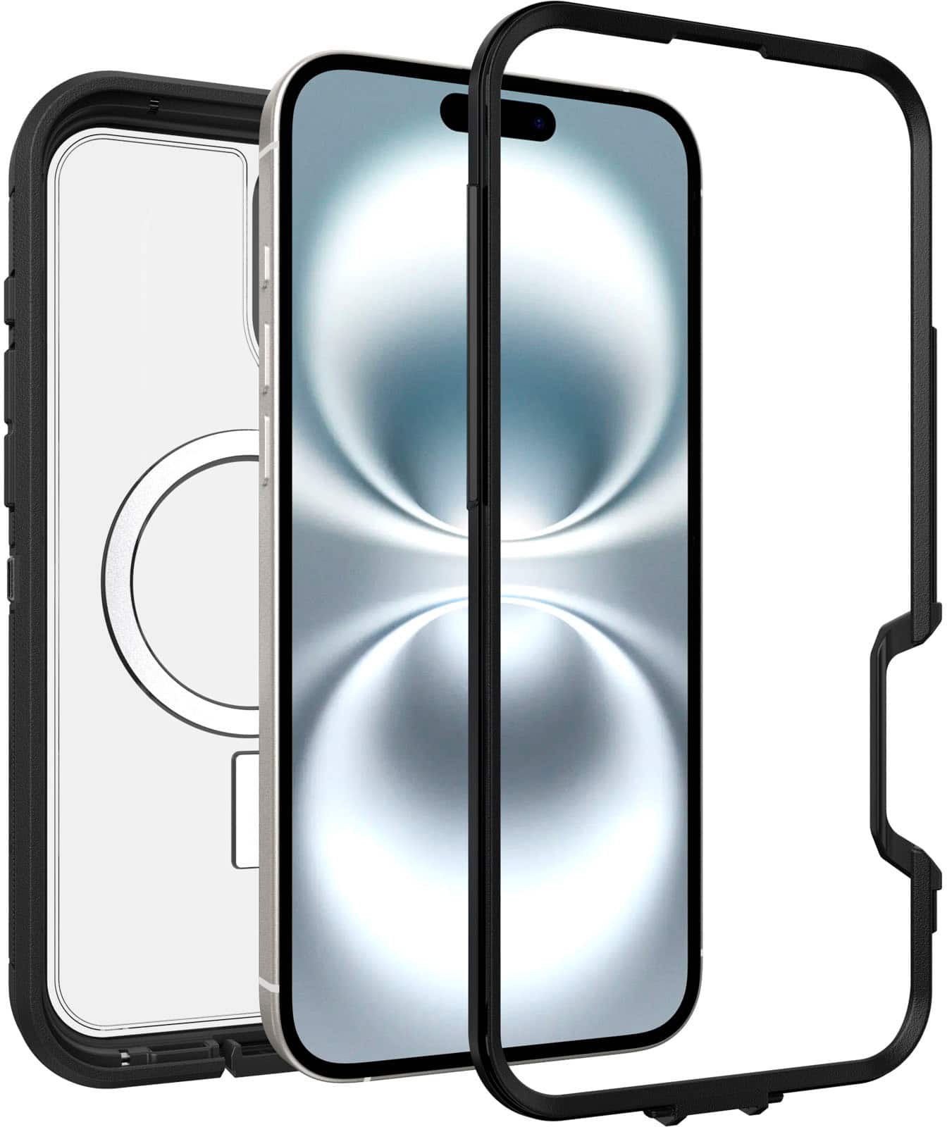 Angle. OtterBox - Defender Series Pro XT Hard Shell for MagSafe for Apple iPhone 16 Plus - Black.