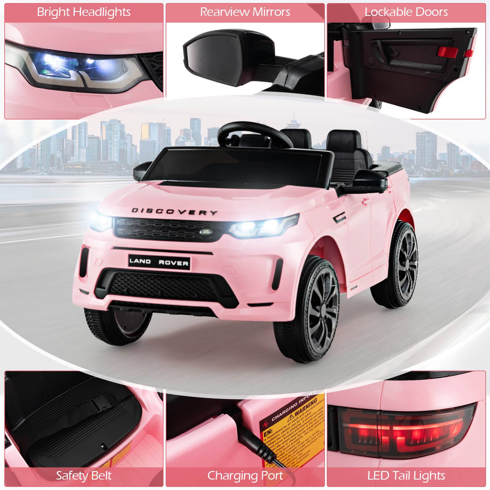 Bright Headlights  
Rearview Mirrors  
Lockable Doors  

Safety Belt  
Charging Port  
LED Tail Lights  

DISCOVERY  
LAND ROVER  

CHARGING INSTRUCTION  
WARNING  
EN: