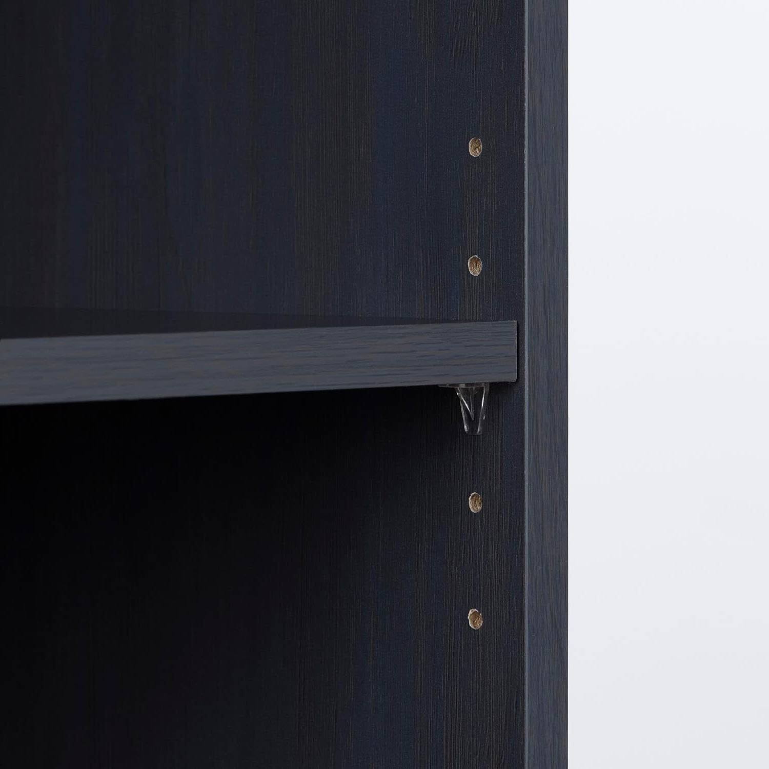 Left. Hivvago - Narrow 5-Shelf Bookcase Slim Storage Shelving Unit Dark Blue Black Wood Finish - Dark Blue Black Wood Finish.