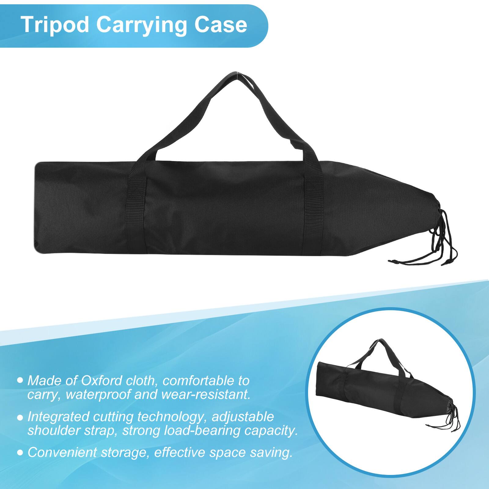 Tripod Carrying Case

- Made of Oxford cloth, comfortable to carry, waterproof and wear-resistant.
- Integrated cutting technology, adjustable shoulder strap, strong load-bearing capacity.
- Convenient storage, effective space saving.
