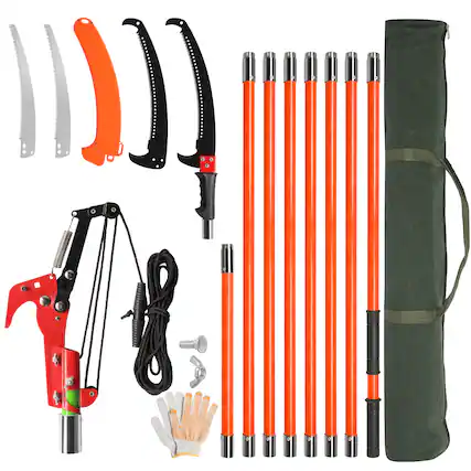 Front. Winado - Manual Pole Saw for Tree Trimming, 26 ft Extendable Tree Pruner, Sharp Steel Blade and Scissors.