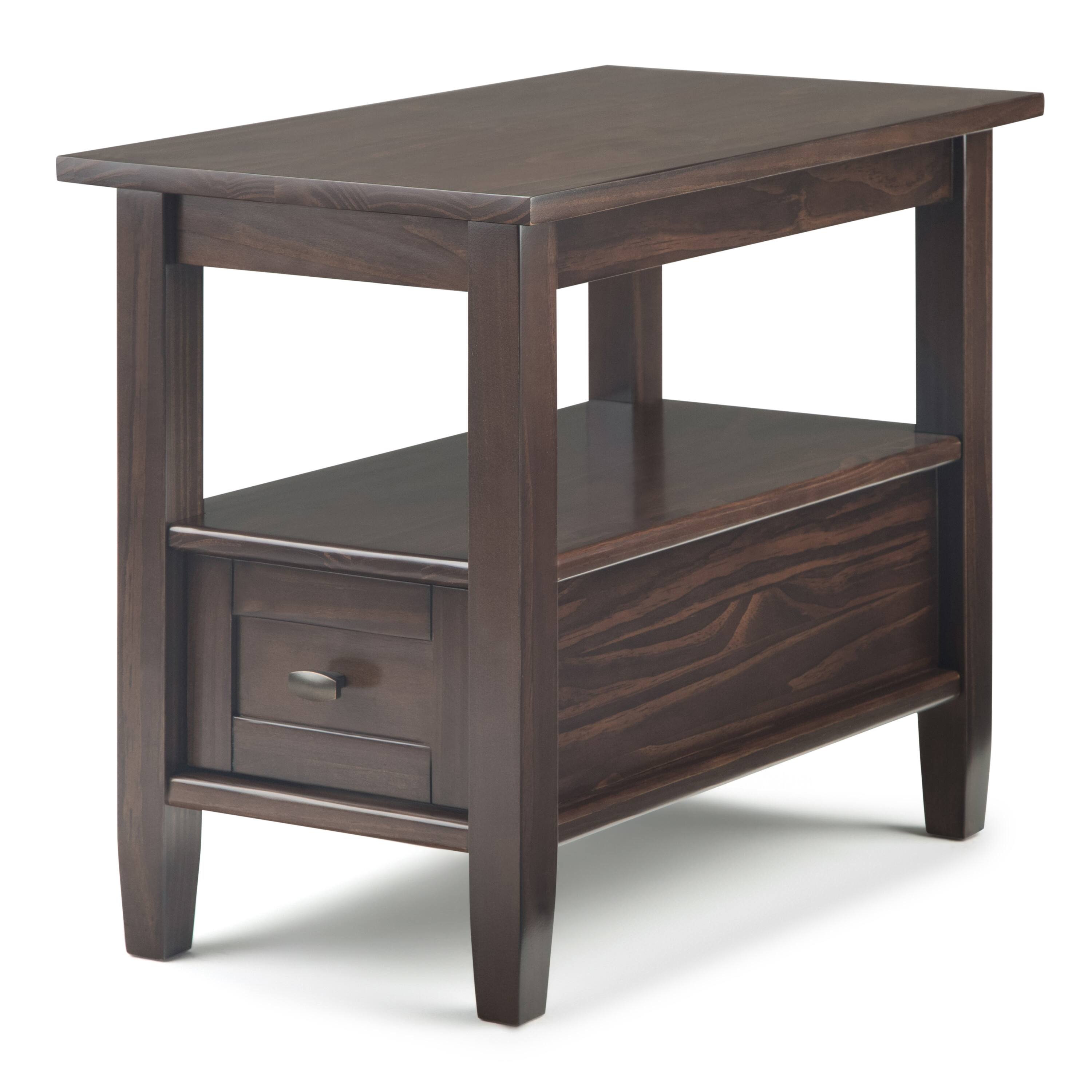 Angle. Simpli Home - Warm Shaker Narrow Side Table - Tobacco Brown.