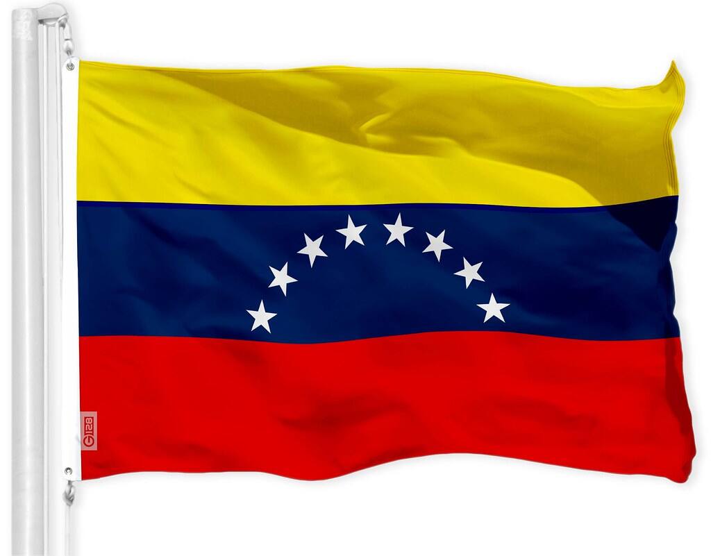 Front. G128 - Venezuelan Flag 3x5 ft Printed 150D Polyester Indoor/Outdoor with Brass Grommets. - Assorted Colors.