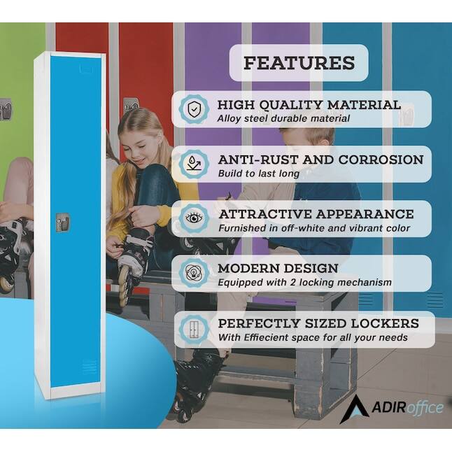FEATURES

HIGH QUALITY MATERIAL
Alloy steel durable material

ANTI-RUST AND CORROSION
Build to last long

ATTRACTIVE APPEARANCE
Furnished in off-white and vibrant color

MODERN DESIGN
Equipped with 2 locking mechanism

PERFECTLY SIZED LOCKERS
With Efficient space for all your needs

ADIRoffice