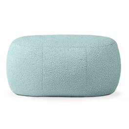 Jaxx - Ellis Ottoman Shearling Faux-Lamb Plush Pouf for Modern Interior Design, Oval - Cloud