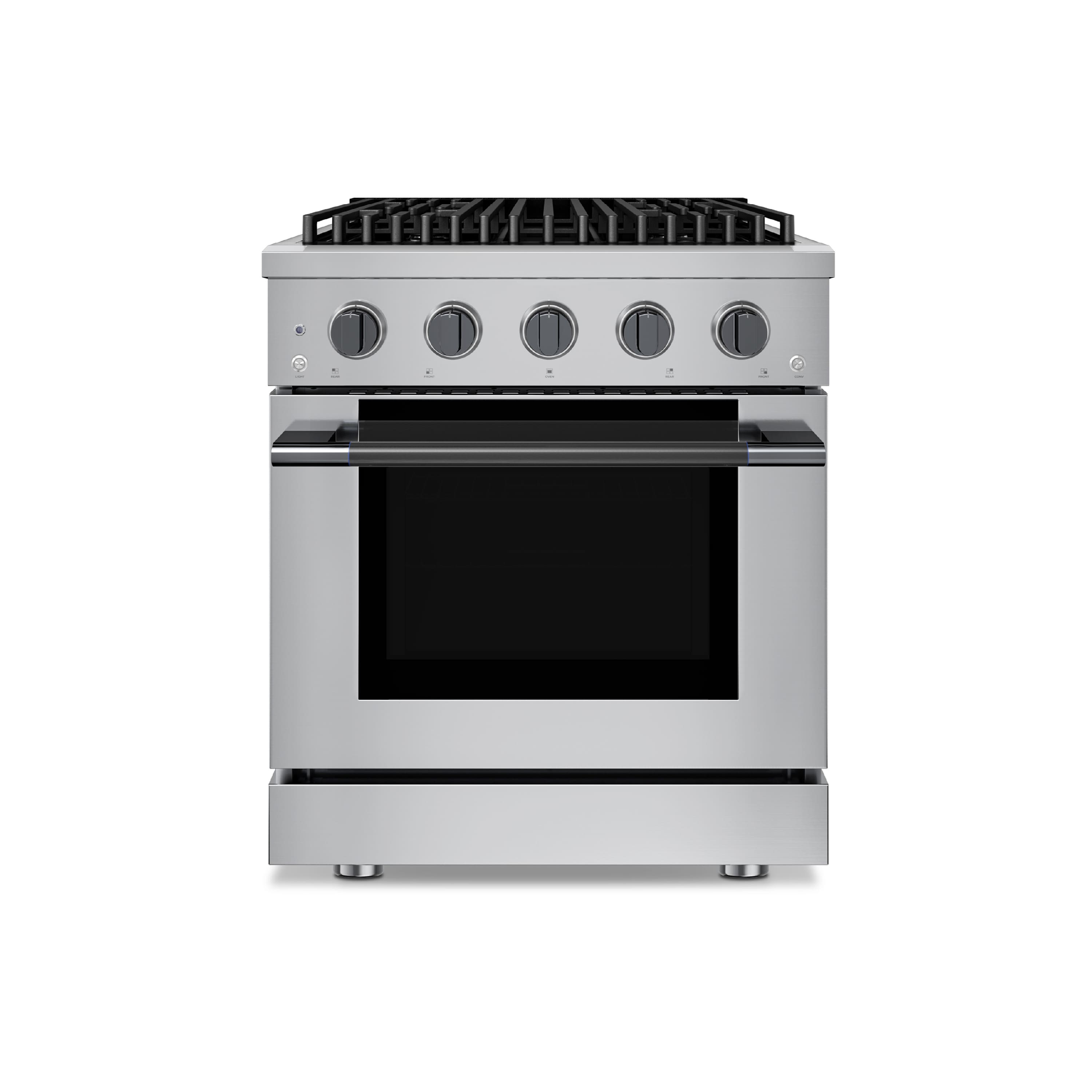Hauslane - HausPro 30 in. 4 Burners Gas Range in Black Stainless Steel with 20,000 BTU and Convection Oven with 5 Rack Positions - Black Stainless Steel