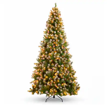 Front. Best Choice Products - Best Choice Products 6ft Artificial Christmas Tree with Viral Twinkling Lights, Pre-Lit Frosted Pine, 250 Lights - Flocked Green.