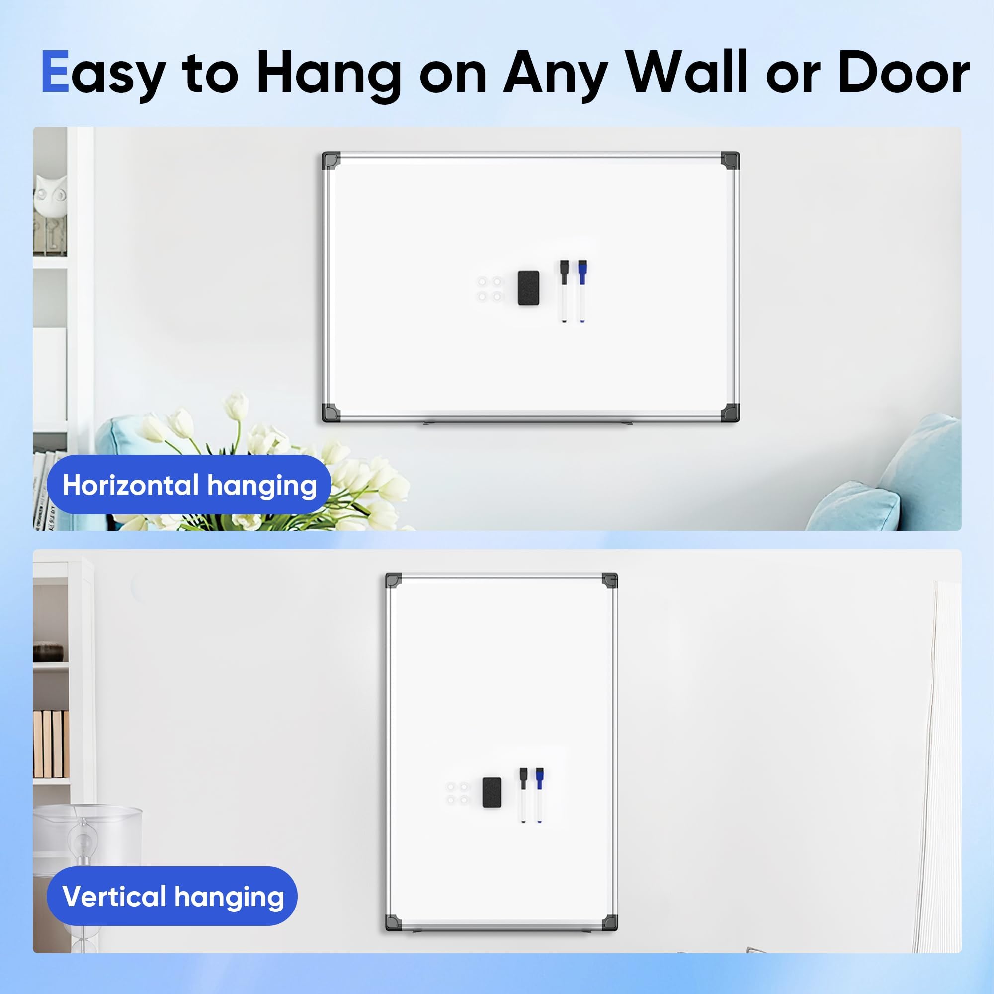 Easy to Hang on Any Wall or Door

Horizontal hanging

Vertical hanging