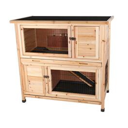TRIXIE - Natura Double Weatherproof Outdoor 2-Story Wooden Animal Hutch - Natural