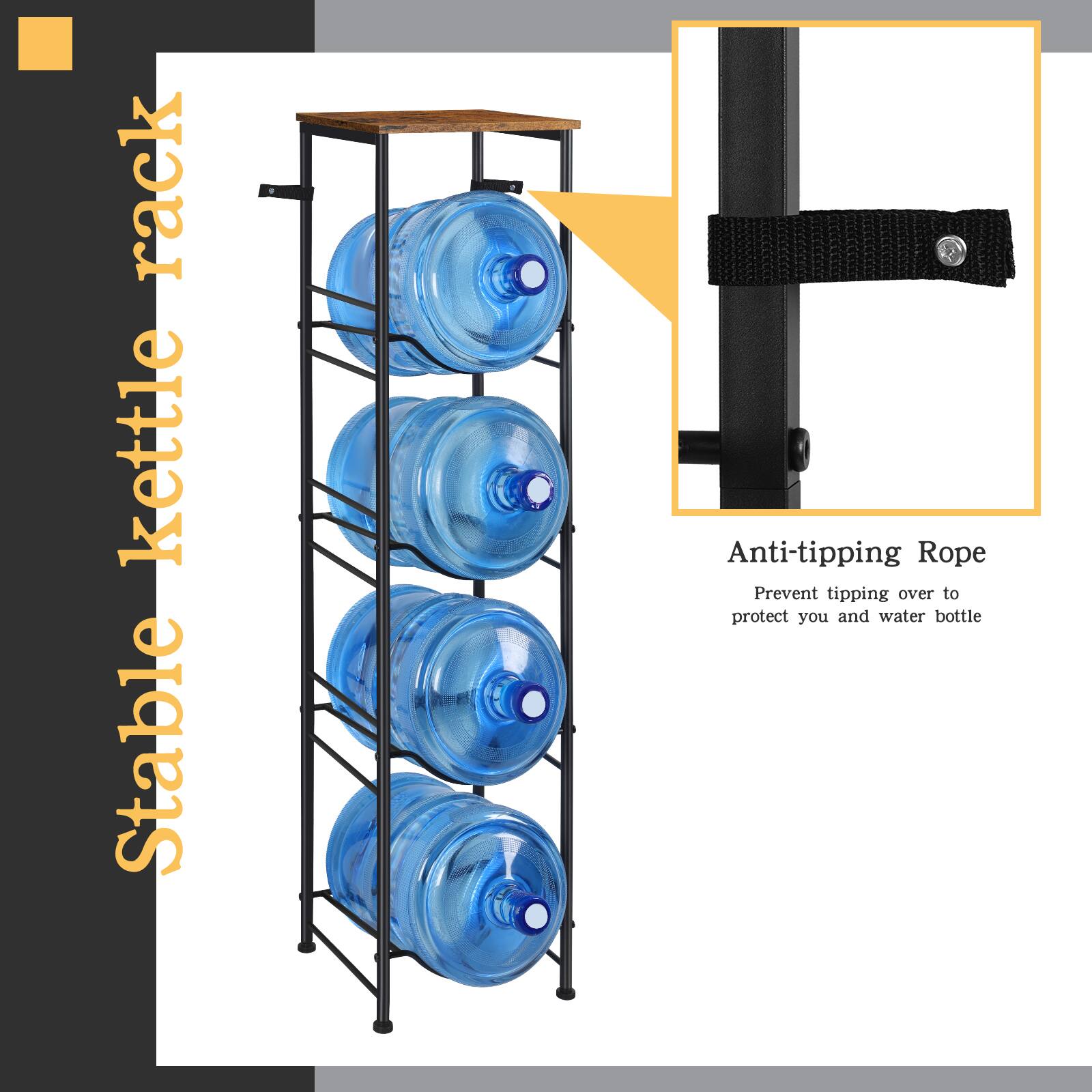 Stable Kettle Rack

Anti-tipping Rope
Prevent tipping over to protect you and water bottle