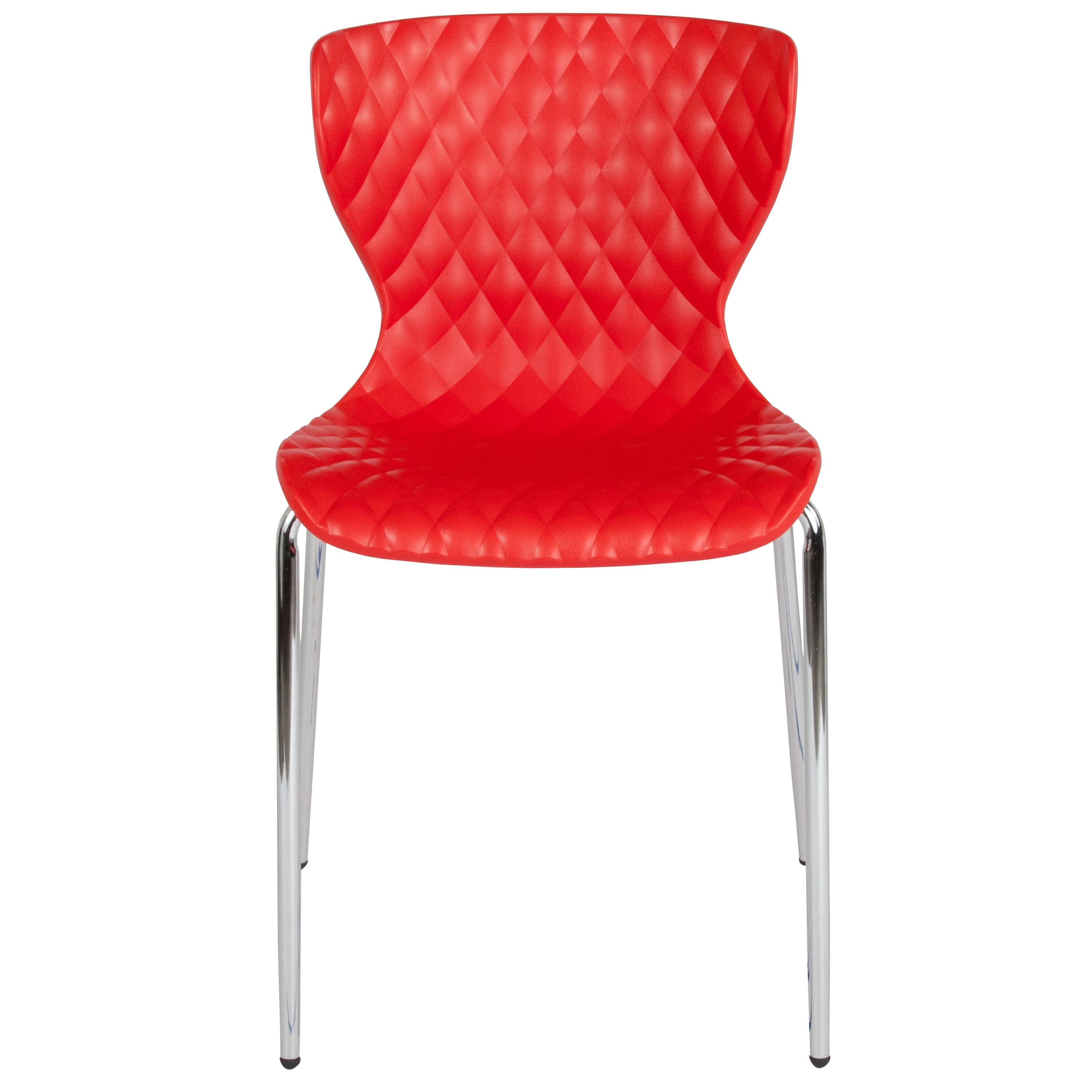 Alt View 8. Emma + Oliver - 4 Pack Contemporary Design Plastic Stack Chair - Red.