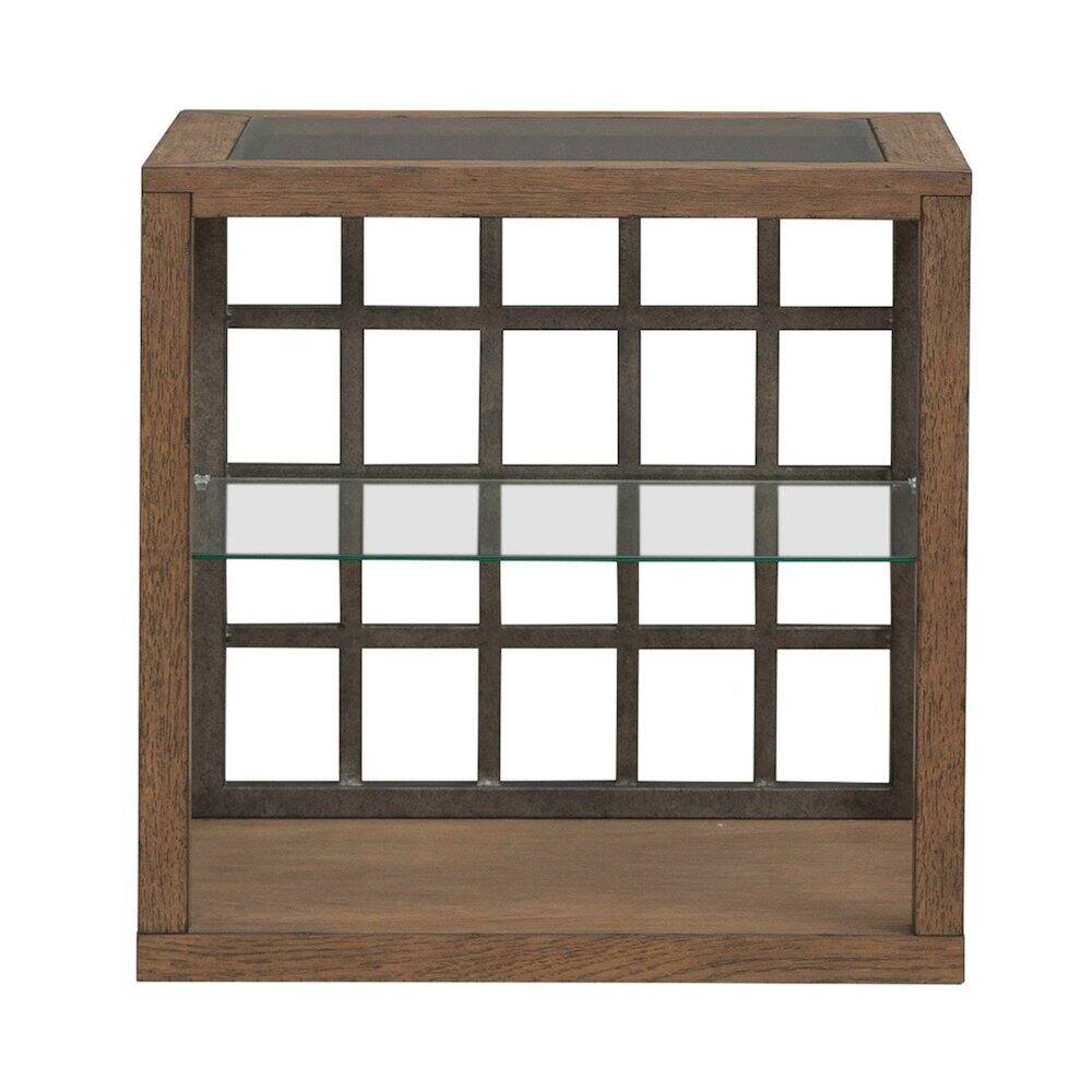 Left. Liberty Furniture Industries - Bayhill Trellis End Table for Living Room - Honey w/ Black Metal Accents - Honey W/ Black Metal Accents.
