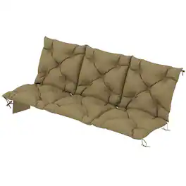 Outsunny - Cushion Non-Slip Outdoor Swing Cushion w/Backrest Side Pocket for 3 Seater Patio Furniture - Beige