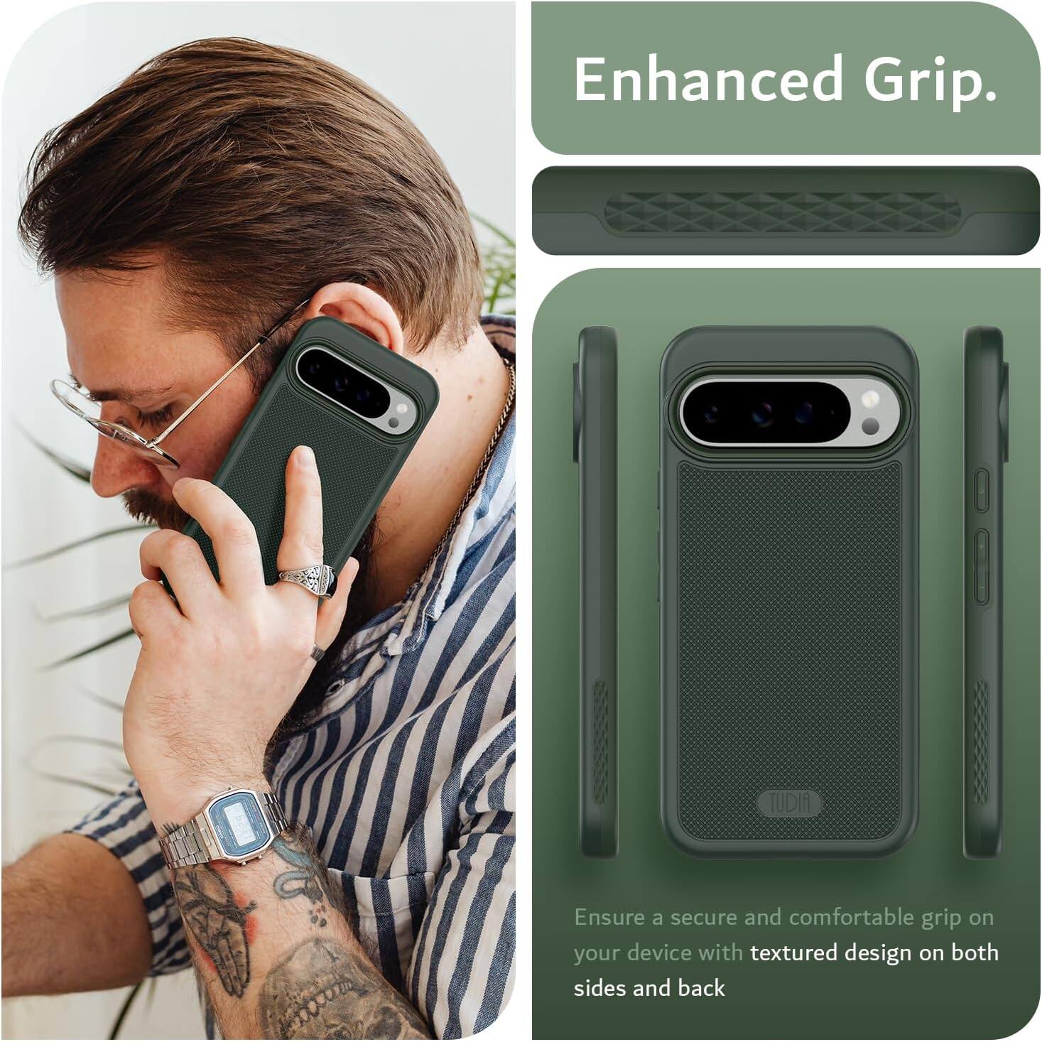 Enhanced Grip.

Ensure a secure and comfortable grip on your device with textured design on both sides and back.