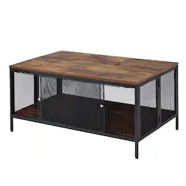 Manhattan Lane - Metal Coffee Table with 1 Bottom Shelf and Mesh Design - Brown and Gray
