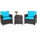 Front. Costway - 3PCS Patio Rattan Furniture Set Cushioned Conversation Set Sofa - Turquoise.