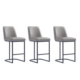 Manhattan Comfort - Serena Modern Metal Upholstered Counter Stool - Set of 3 - Taupe