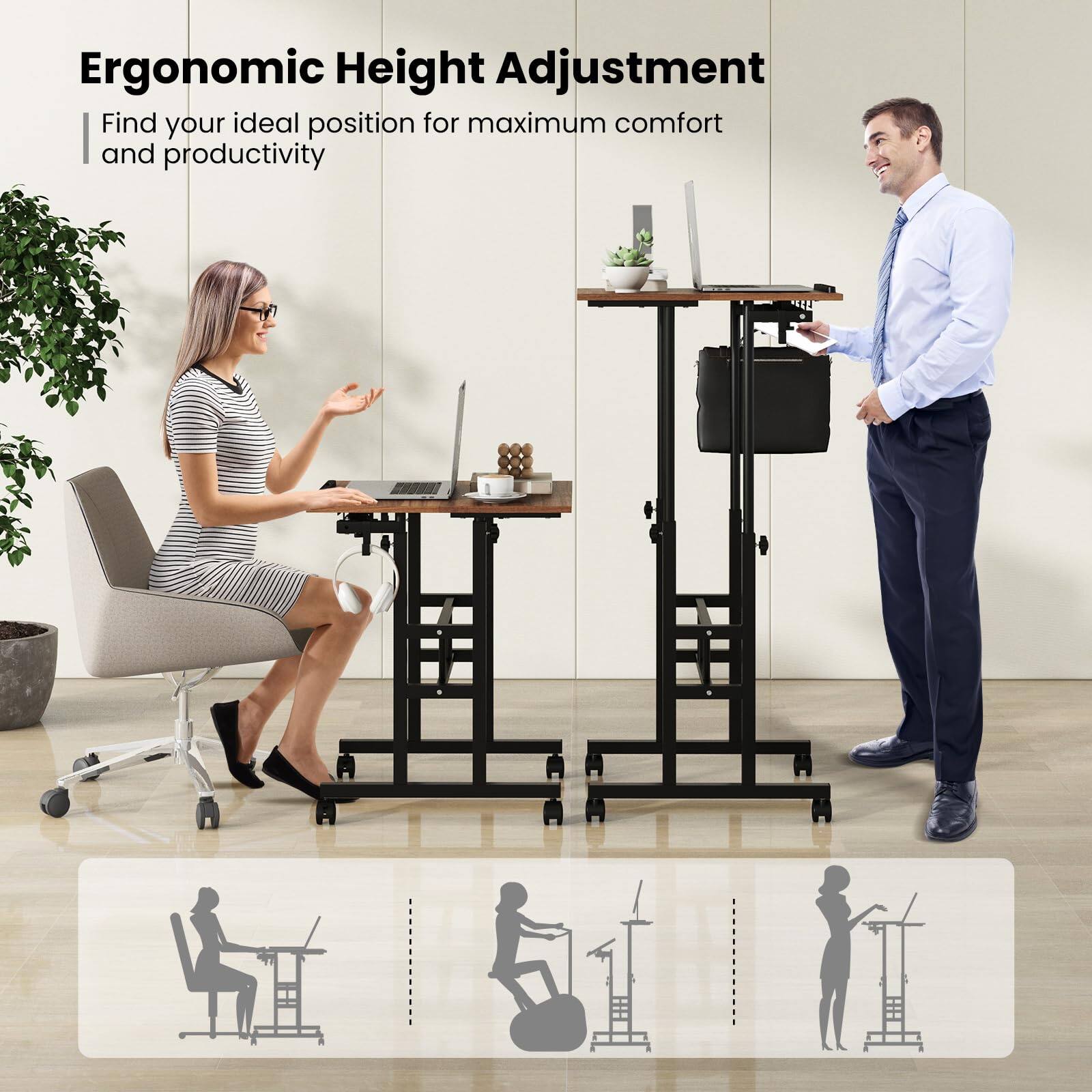 Ergonomic Height Adjustment  
Find your ideal position for maximum comfort and productivity