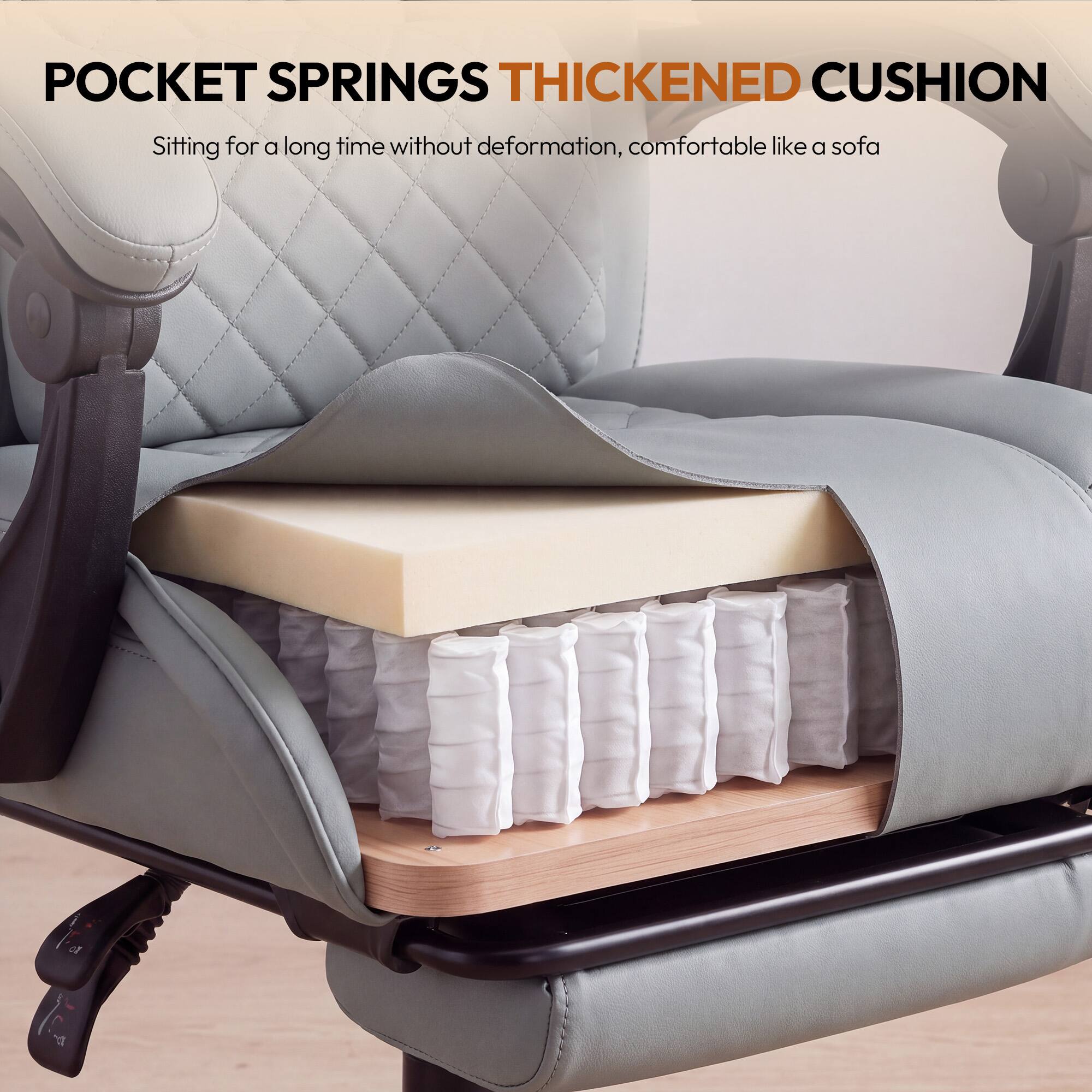 POCKET SPRINGS THICKENED CUSHION

Sitting for a long time without deformation, comfortable like a sofa