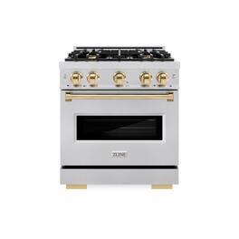 ZLINE - Autograph Edition 30" Classic Gas Range w/ 4 Burners & Polished Gold Accents (CGRZ-30-G) - Stainless Steel