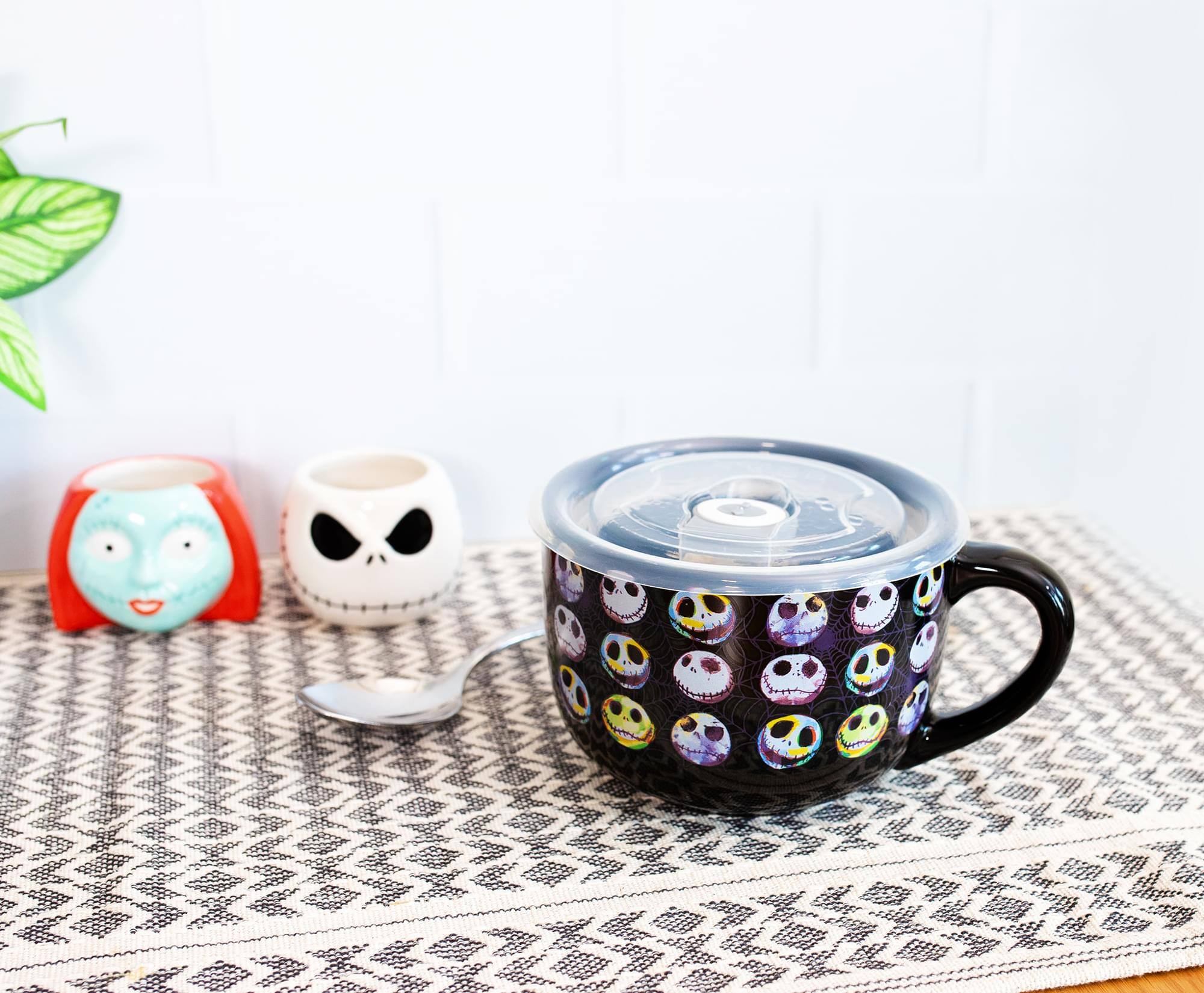 Alt View 10. Disney - Disney The Nightmare Before Christmas Jack Expressions Ceramic Soup Mug with Lid - Black.
