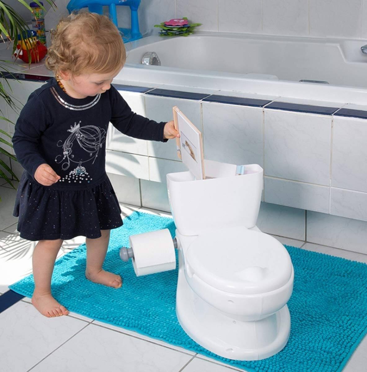 Left. KSM Toys - ToyLet Potty Training Toilet Seat | Toddler Potty Training with Comfy Seat Cover, Tank Storage & Paper Roll Holder | Eas - Pink.