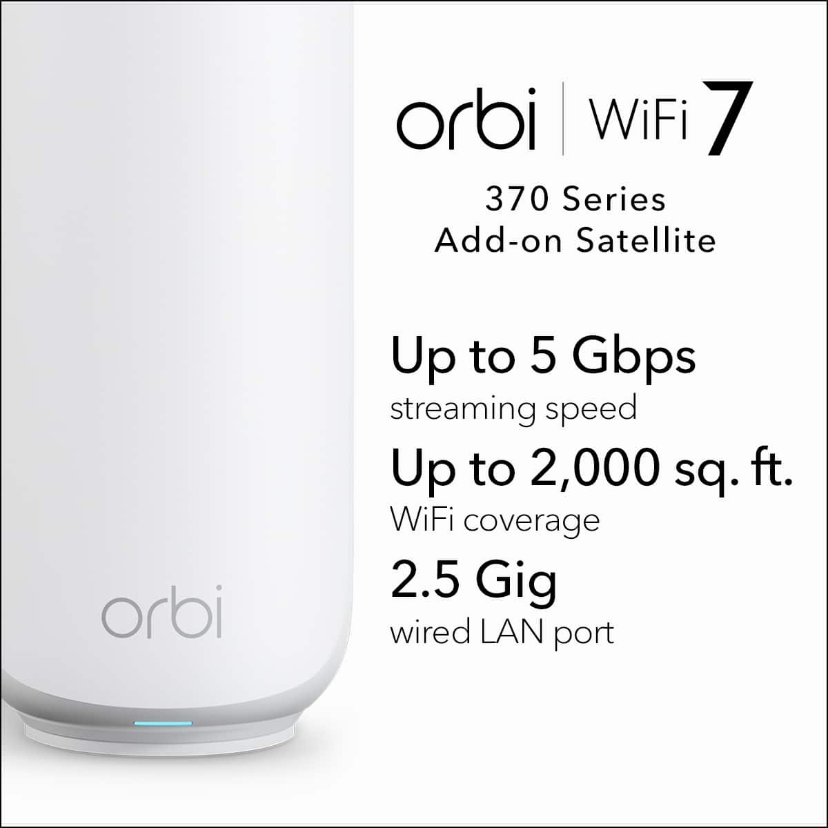 NETGEAR Orbi 370 Series BE5000 Dual Band Mesh Wi Fi 7 Add on