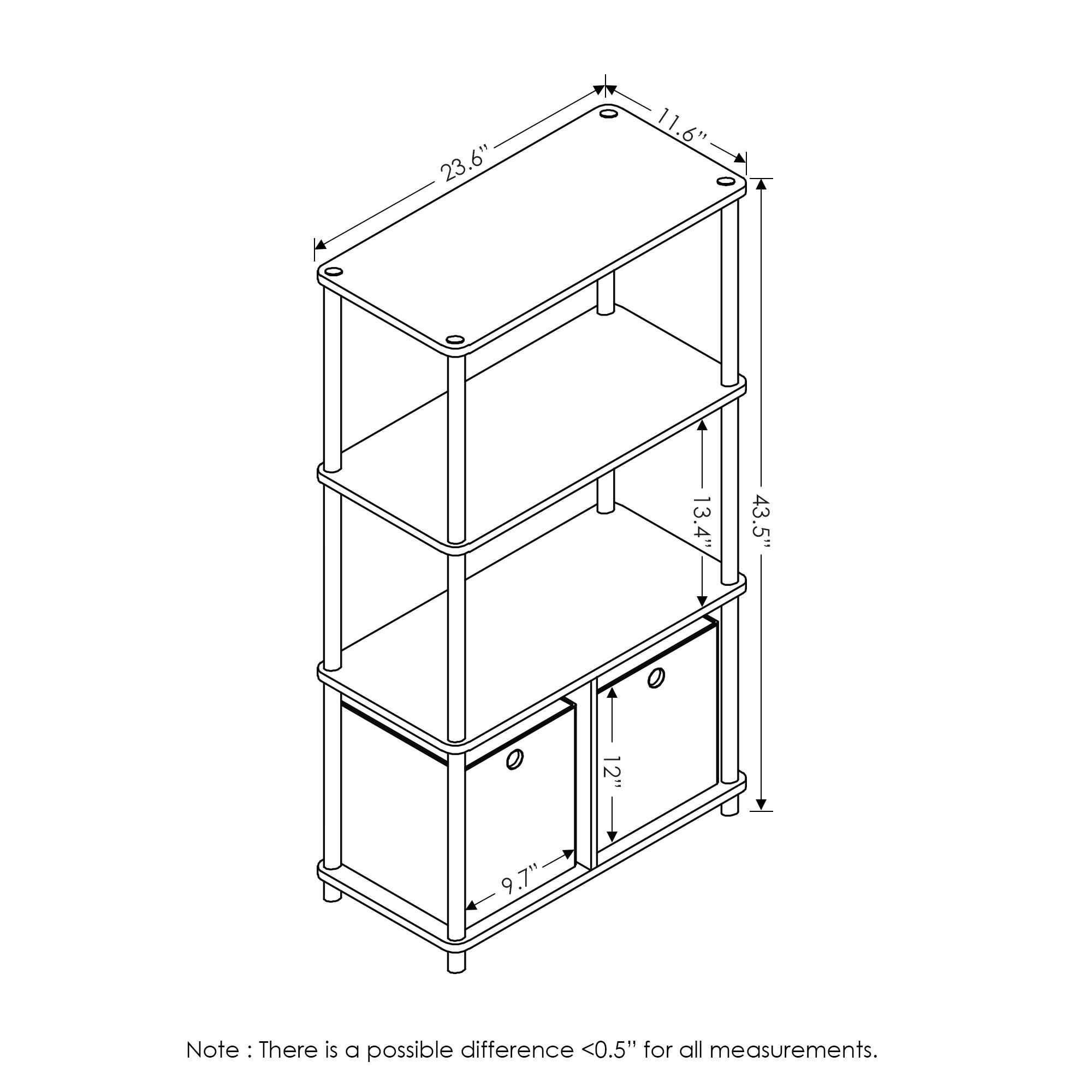 23.6"  
11.6"  
6"  
13.4"  
43.5"  
12"  
9.7"  
9"  

Note: There is a possible difference <0.5" for all measurements.