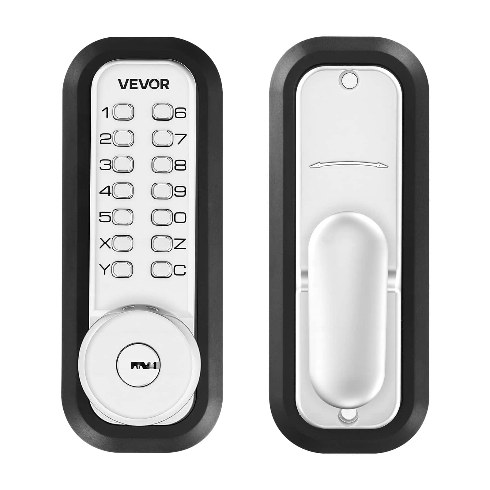 VEVOR - Mechanical Keyless Entry Door Lock,2.0 Code Upgrade,4-7 Digits Code,Single-Sided Push Button Mechanical Keypad Door Knob - Silver
