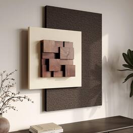 Hirose Alice - Large 3D Textured Framed Neutral Abstract Wall Art for Living Room Modern Artwork for Walls Minimalist White - Wood Geometry 36" H x 30" W