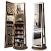 Front. Costway - 360° Swivel Jewelry Cabinet Organizer 3-Color LED Mirror with Built-in Lights Coffee - Coffee.