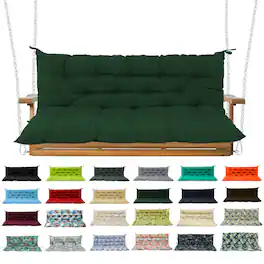 Chateau Abodes - Outdoor Replacement Seat Cushions for 2-3 Person Swing & Bench, Waterproof Sofa Pads with Backrest for Patio Furniture - Dark Green-40x40in