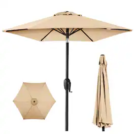 Best Choice Products - 7.5ft Heavy-Duty Outdoor Market Patio Umbrella w/ Push Button Tilt, Easy Crank - Sand