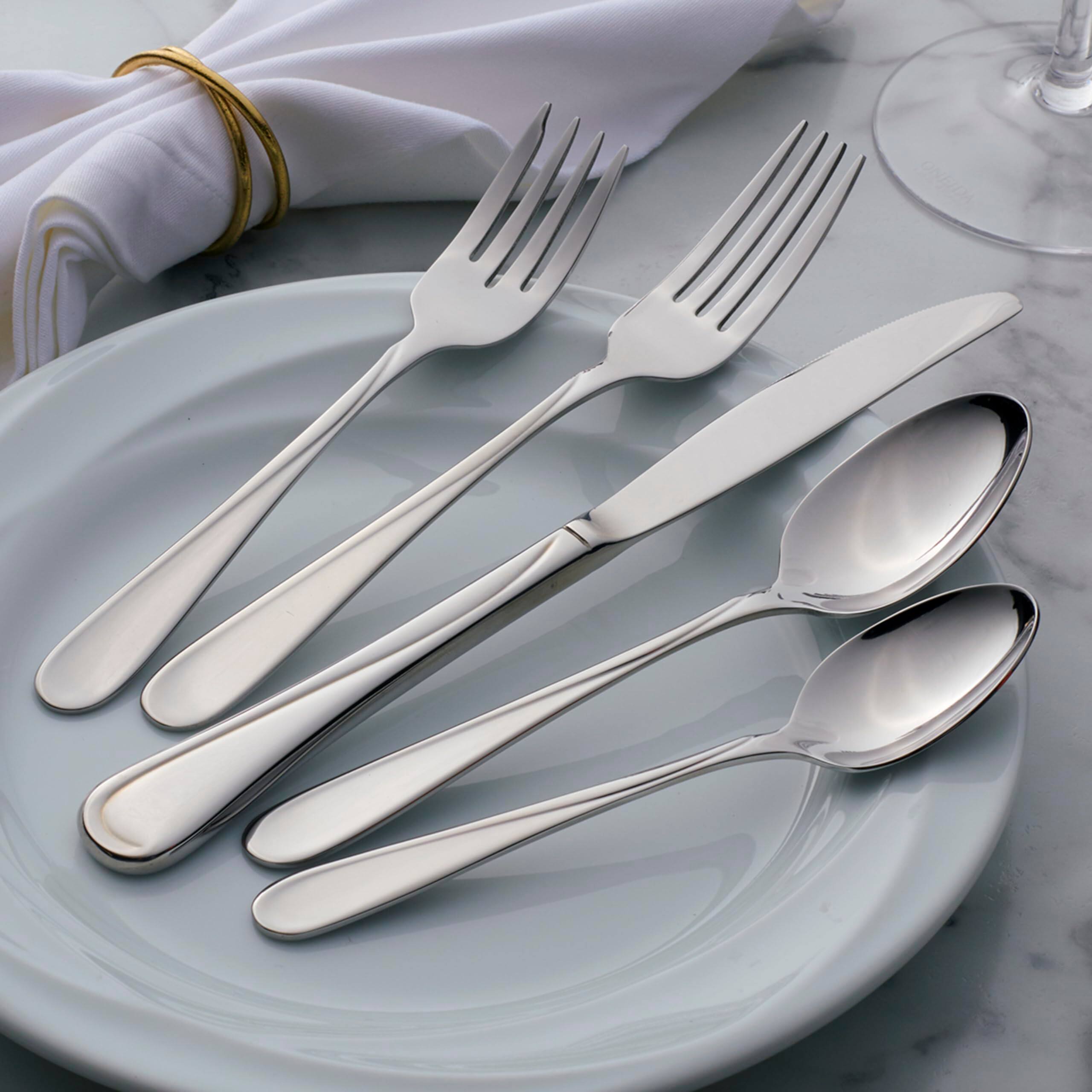 Alt View 2. Dazzed Corner - Silverware Set For 8, Flight 45-Piece Everyday Flatware Set with Serving Utensils - Silver.