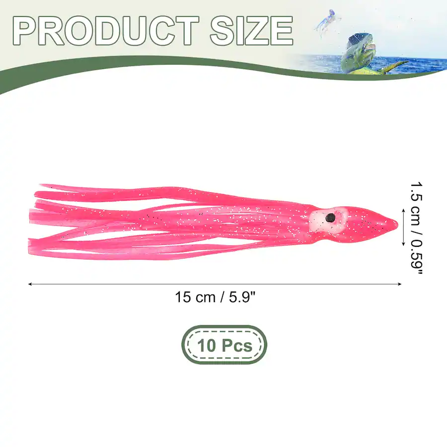Unique Bargains Fishing Squid Skirts Glow Soft Plastic Trolling Lures ...