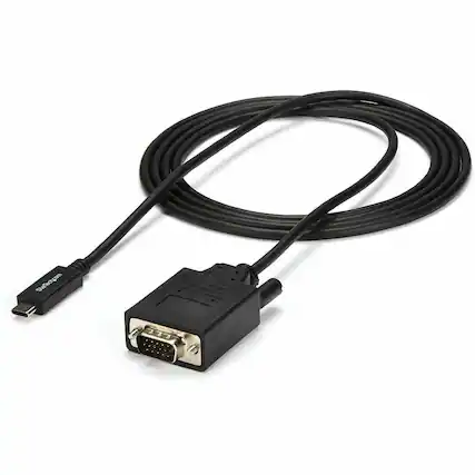 Front. StarTech.com - 6ft/2m USB C to VGA Cable - 1920x1200/1080p USB Type C DP Alt Mode to VGA Video Monitor Adapter Cable.