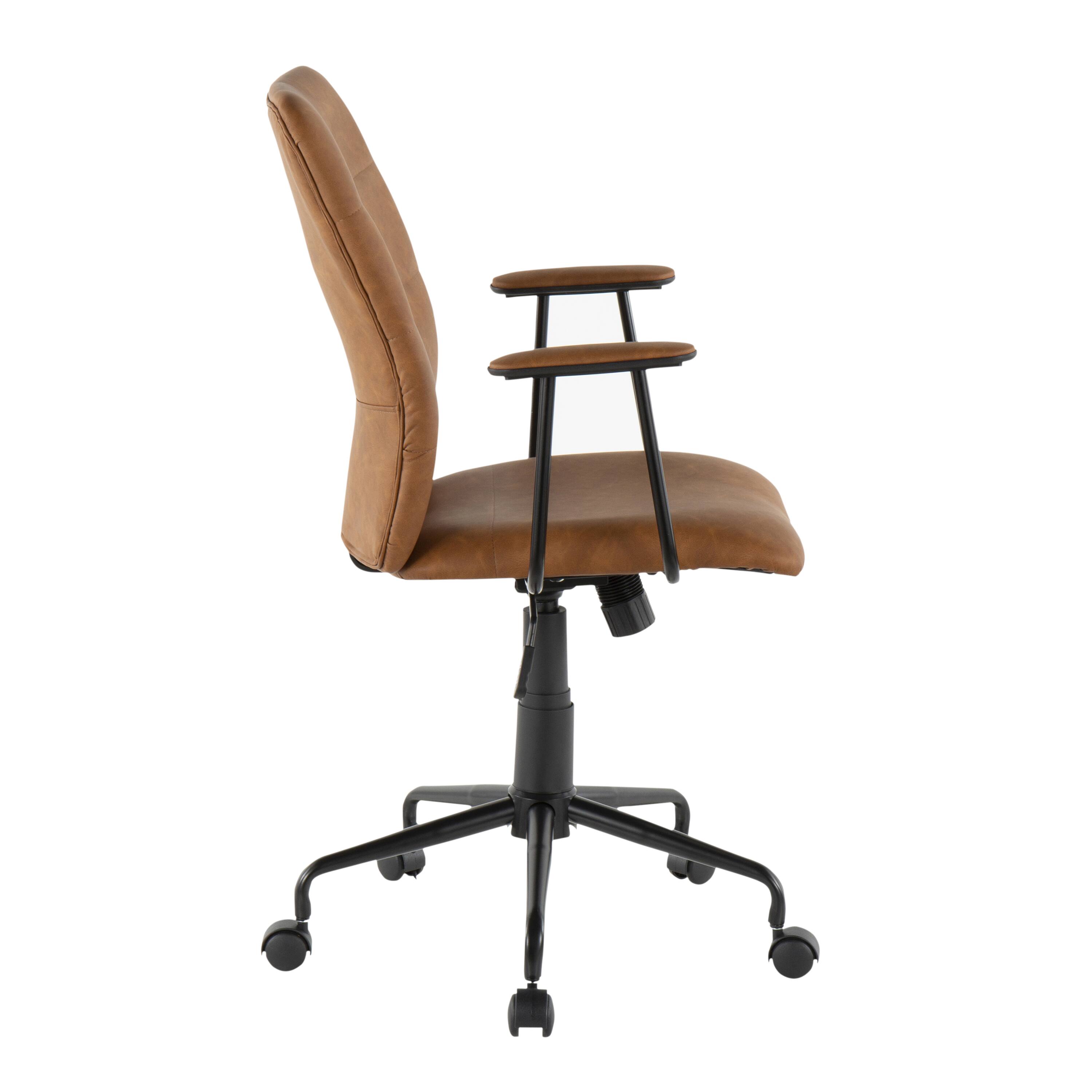 Angle. APRILSOUL - Fredrick Contemporary Office Chair in Brown Faux Leather by Lumisource - Brown.