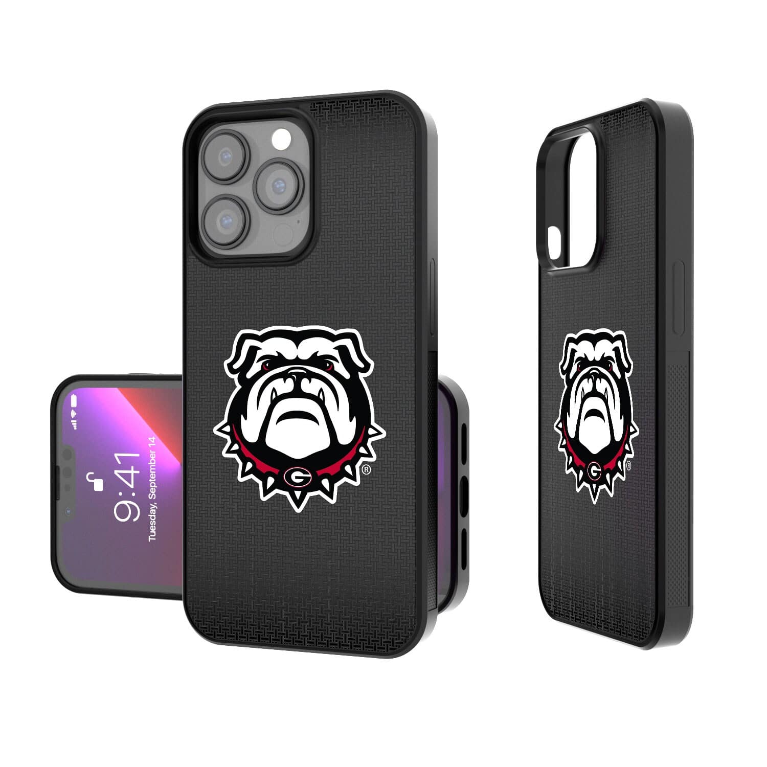 Keyscaper - NCAA - Georgia Bulldogs Linen Logo iPhone Bump Case - 16 - Black