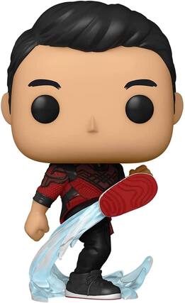 Front. Funko - Marvel Shang-Chi Funko POP Vinyl Figure | Shang-Chi Kicking - Red.