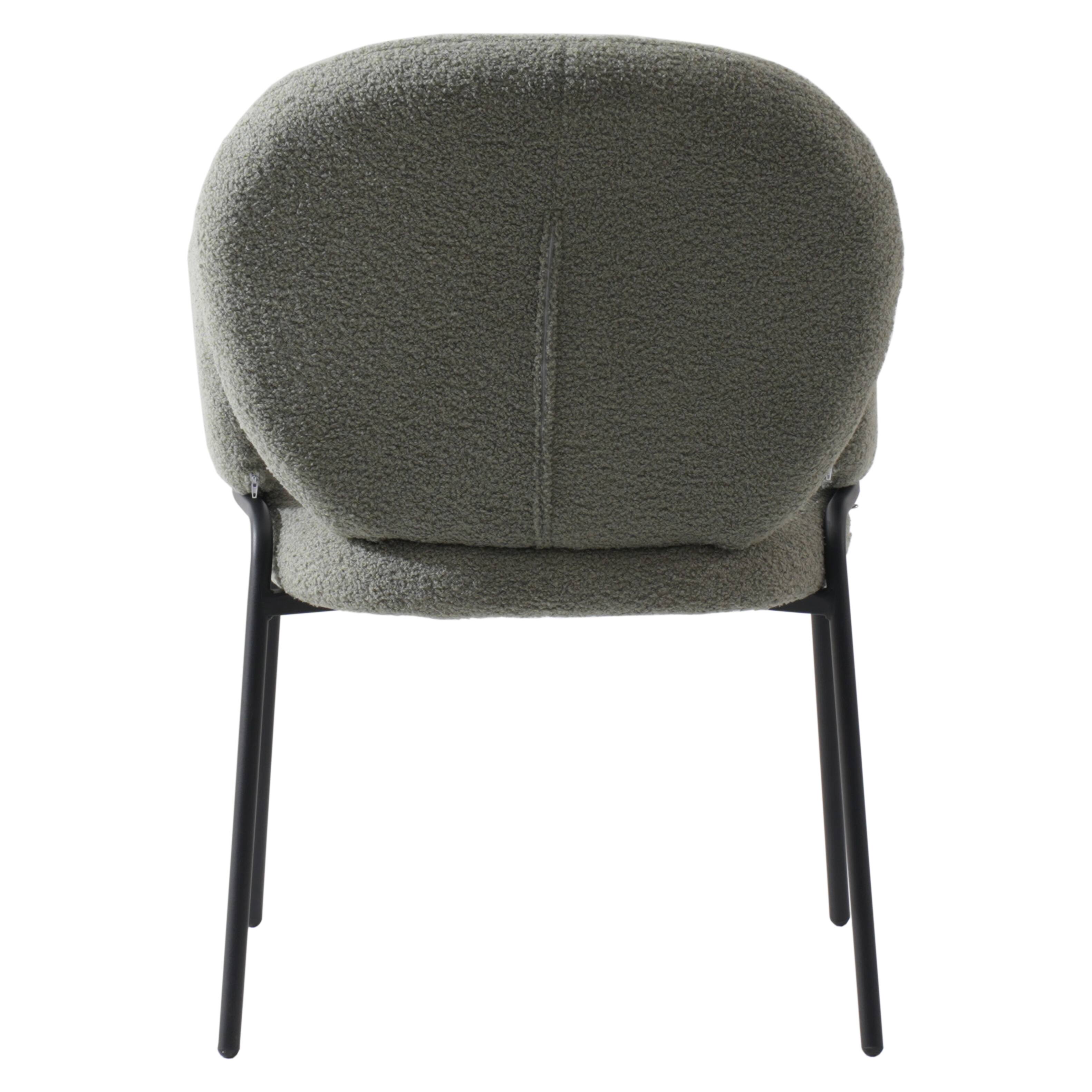 Alt View 4. LeisureMod - Celestial 4-PCS Modern Boucle Accent Chair with Arms, Padded Cushion Kitchen Chair, Powder-Coated Black Frame - Green.