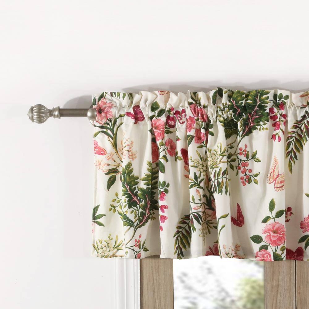 Angle. Greenland Home Fashions - Greenland Home Fashion Butterflies High Quality Ready Made Polyester Fabric Window Curtain Valance - Multi 84x14" - Multi.