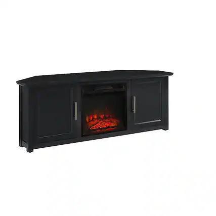 Front. Crosley Furniture - Camden Corner Fireplace Tv Stand For 65+ Inch Tv - Black.