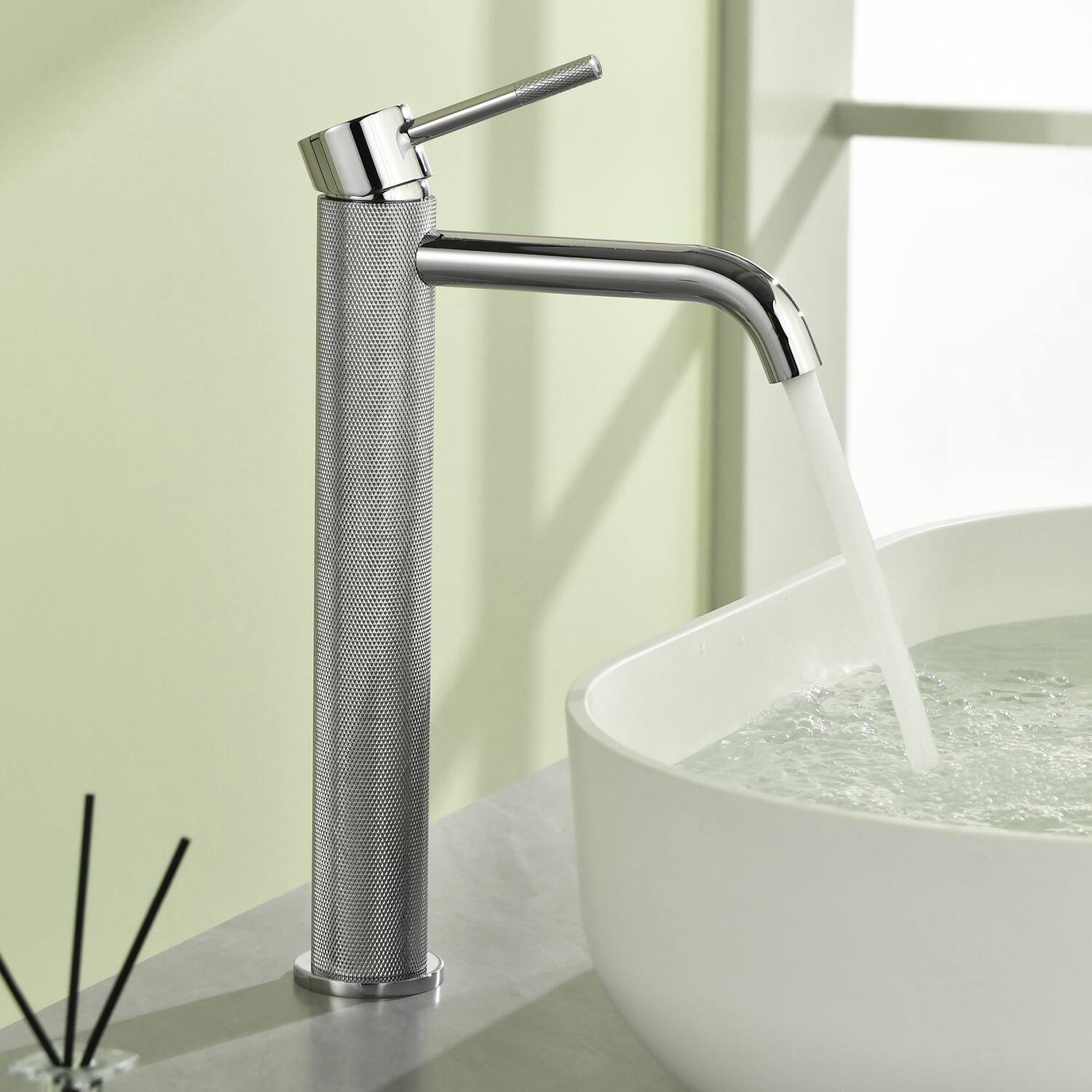 Alt View 4. Boyel Living - Chrome Carved Bathroom Faucet Solid Brass Single Handle - Chrome.