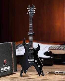 Axe Heaven - Black Warlock With Widow Headstock Mini Guitar Replica BC-581 - COLLECTIBLES - Multicolor